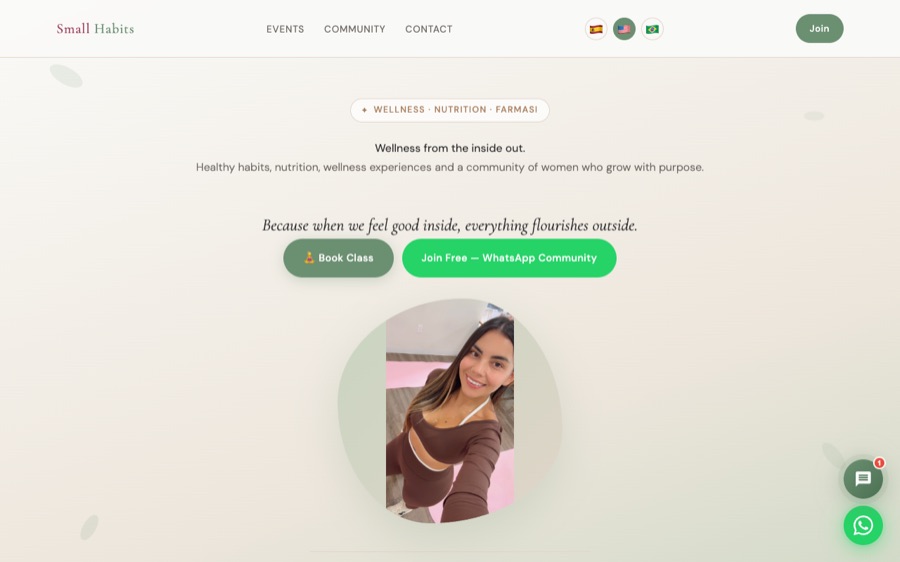 Screenshot of a client website for a personal trainer